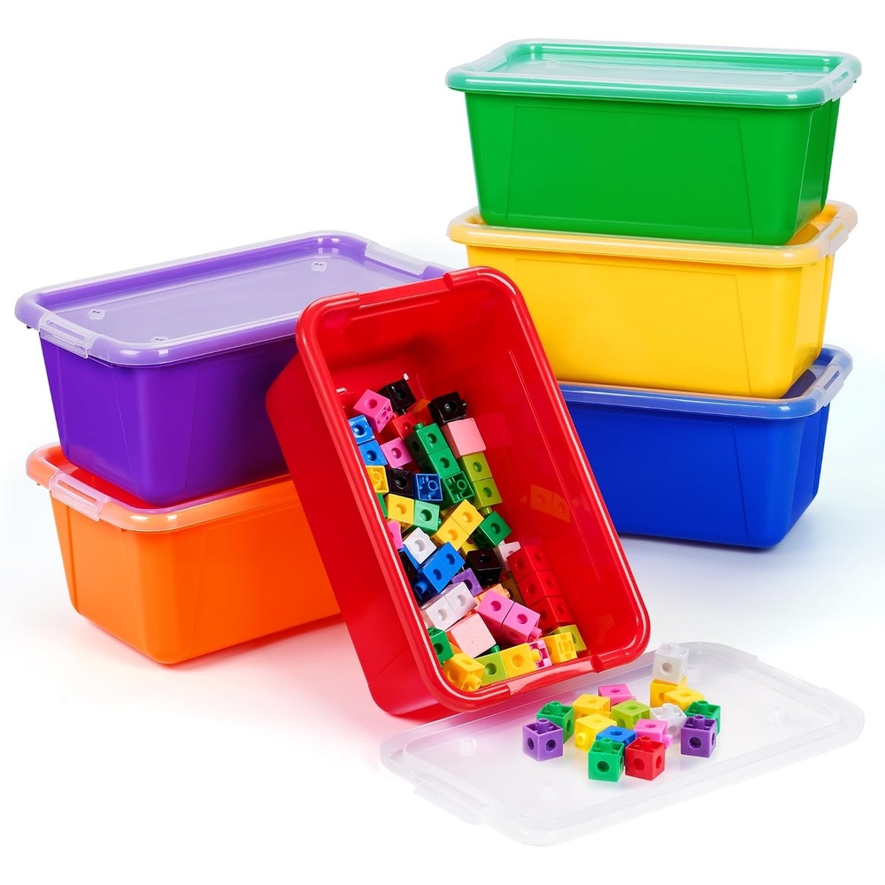 image:imageGAMENOTE 6 Quart Storage Bins with Lids Plastic Latching Box for Classroom amp Kids Toy StorageStackable Shoe Box Size Containers for STEM Morning Tubs Crafts amp Blocks 6 MacaronColorful